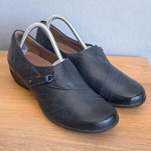 Dansko Franny Loafers Womens Size 40 Navy  Blue Leather Casual Wedge Shoes